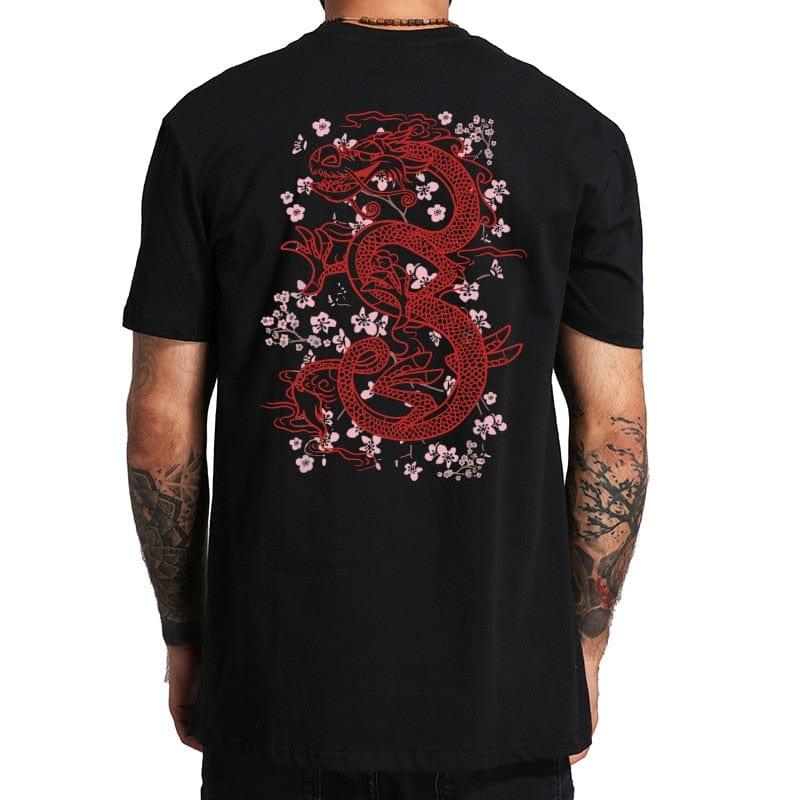 Tee shirt pour homme street wear motif dans le dos dragon - Adenbora