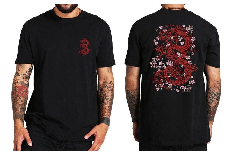 Tee shirt pour homme street wear motif dans le dos dragon - Adenbora