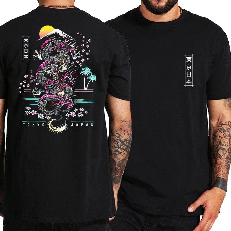 Tee shirt pour homme street wear motif dans le dos dragon - Adenbora