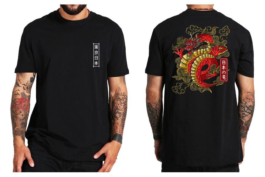 Tee shirt pour homme street wear motif dans le dos dragon - Adenbora