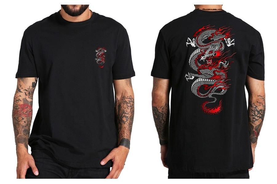 Tee shirt pour homme street wear motif dans le dos dragon - Adenbora