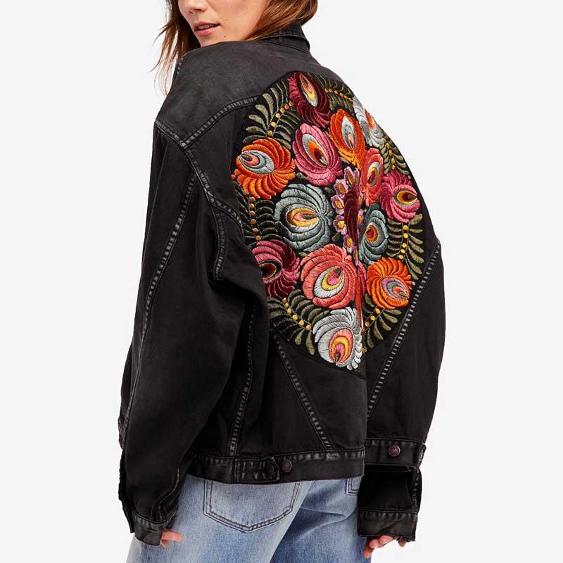 Veste avec motif floral brodé originale pour femme - Adenbora