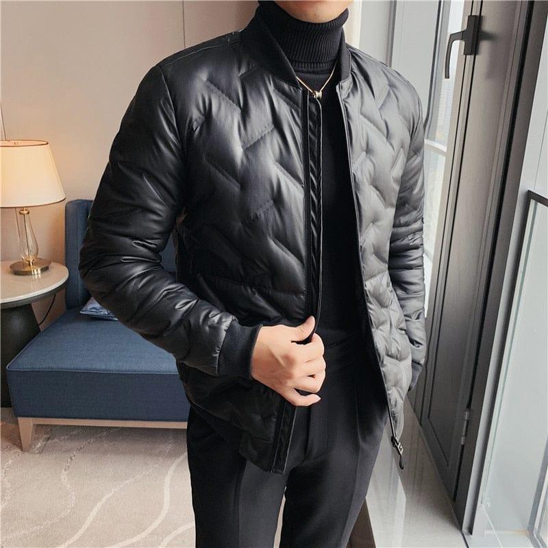 Veste sintré élégante bombers noir pour homme - Adenbora