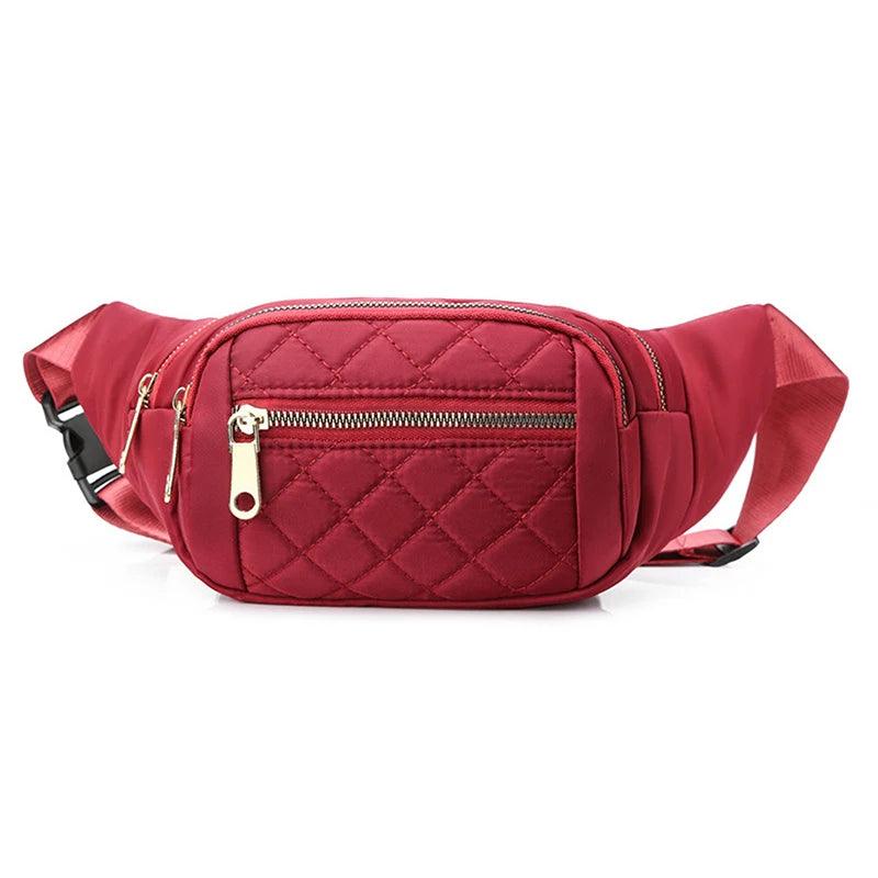 Waist Pack: Style Décontracté Plaid en Toile Oxford, Taille Pratique de 19x4x14cm, Parfait pour les Femmes Actives! - Adenbora