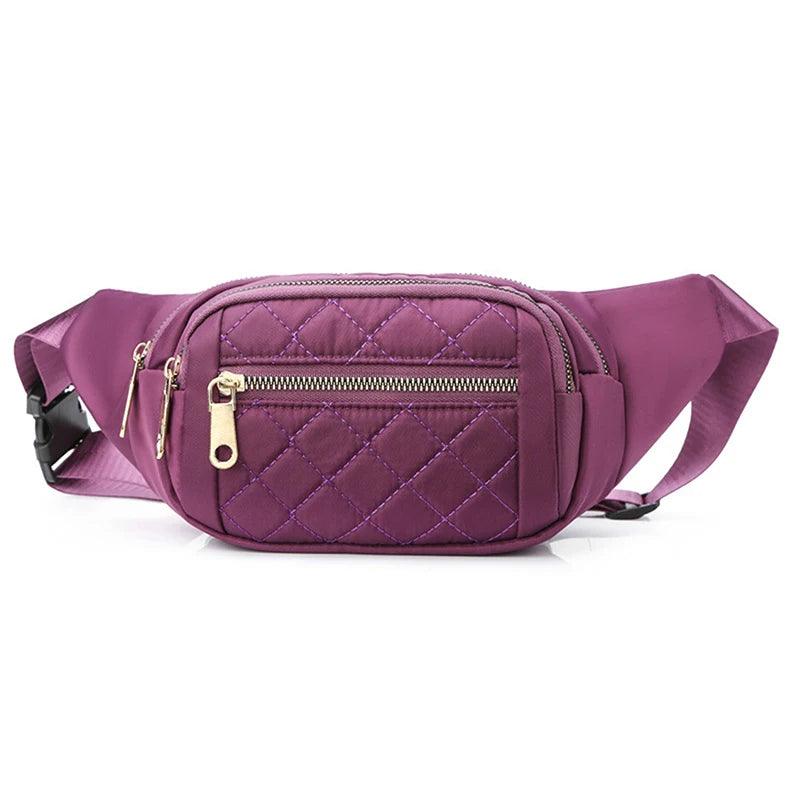 Waist Pack: Style Décontracté Plaid en Toile Oxford, Taille Pratique de 19x4x14cm, Parfait pour les Femmes Actives! - Adenbora